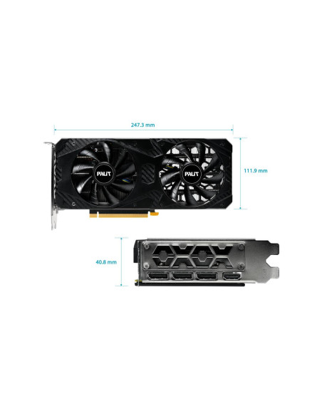Graphics Card, PALIT, NVIDIA, GeForce RTX 3060, 1320 MHz, 12 GB, GDDR6, 192 bit, PCI Express 4.0, Active, NE63060U19K9-PG190L