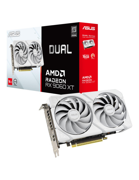 Graphics Card, ASUS, AMD, Radeon RX 9060 XT, 16 GB, GDDR6, PCI Express 5.0, Active, DUAL-RX9060XT-16G-WH