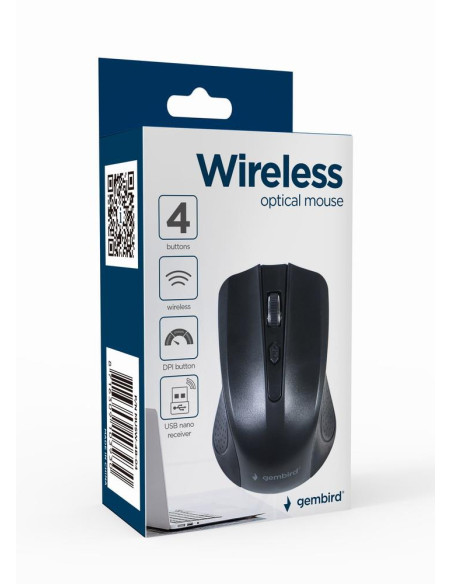 MOUSE USB OPTICAL WRL/BLACK MUSW-4B-04 GEMBIRD