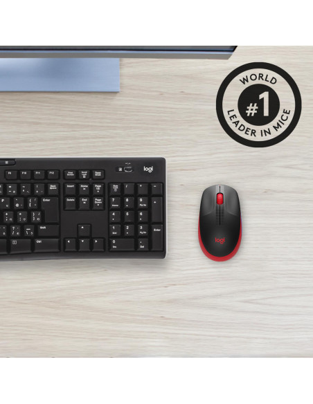 MOUSE USB OPTICAL WRL M190/RED 910-005908 LOGITECH