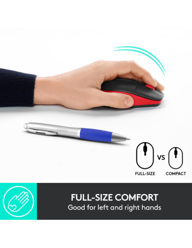 MOUSE USB OPTICAL WRL M190/RED 910-005908 LOGITECH