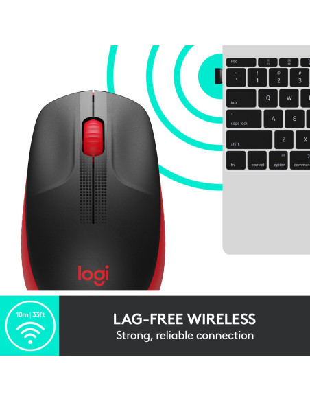 MOUSE USB OPTICAL WRL M190/RED 910-005908 LOGITECH