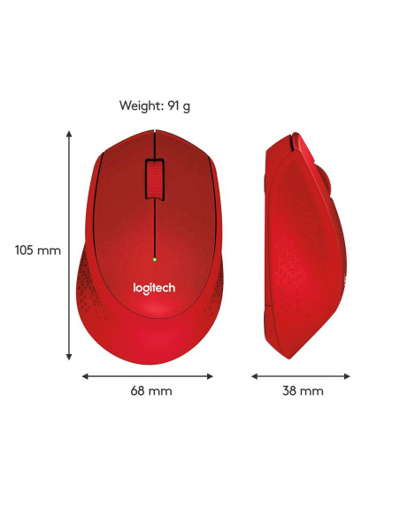 MOUSE USB OPTICAL WRL M330/SILENT RED 910-004911 LOGITECH