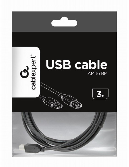 CABLE USB2 AM-BM 3M/BLACK CCP-USB2-AMBM-10 GEMBIRD