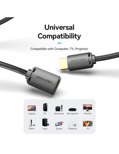 CABLE HDMI MALE/FEMALE 4K/1M BLACK AHCBF VENTION