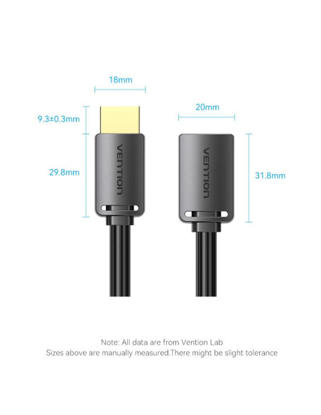 CABLE HDMI MALE/FEMALE 4K/1M BLACK AHCBF VENTION