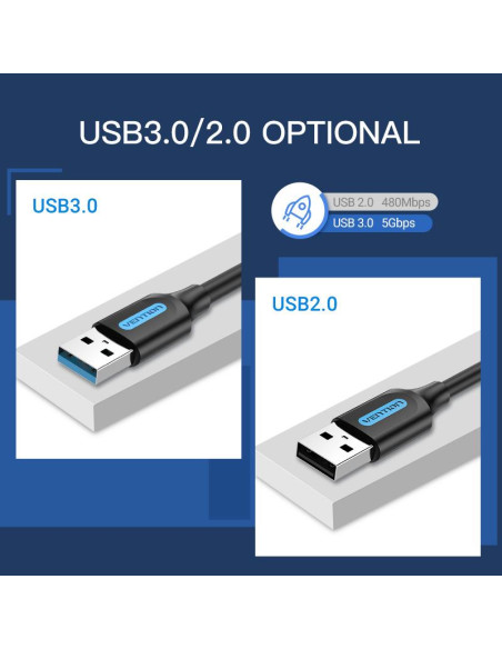 CABLE USB3.0 MALE TO MALE/1.5M BLACK CONBG VENTION