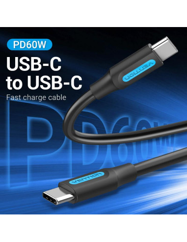 CABLE USB-C TO USB-C/1M BLACK COSBF VENTION