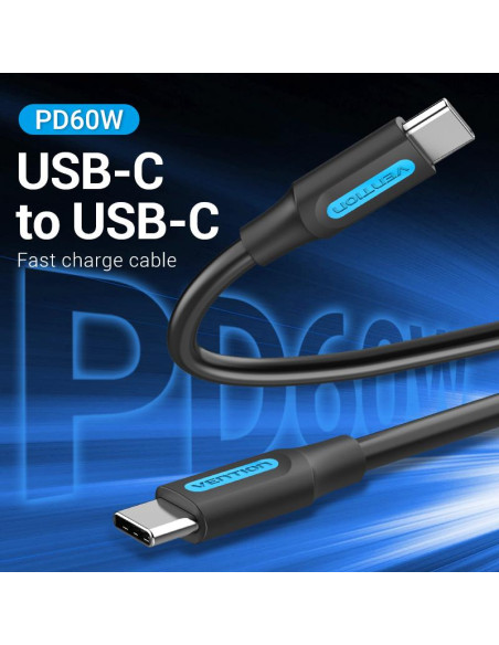 CABLE USB-C TO USB-C/1M BLACK COSBF VENTION