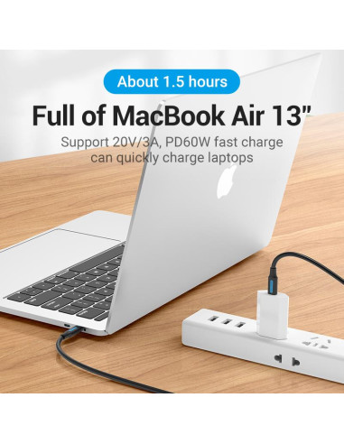 CABLE USB-C TO USB-C/1M BLACK COSBF VENTION
