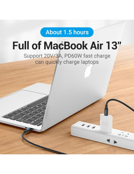 CABLE USB-C TO USB-C/1M BLACK COSBF VENTION