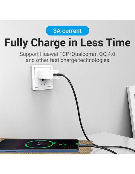 CABLE USB-C TO USB-C/1M BLACK COSBF VENTION