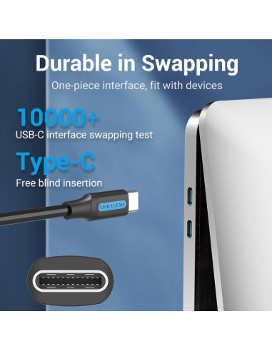 CABLE USB-C TO USB-C/1M BLACK COSBF VENTION