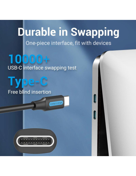 CABLE USB-C TO USB-C/1M BLACK COSBF VENTION
