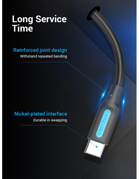 CABLE USB-C TO USB-C/1M BLACK COSBF VENTION