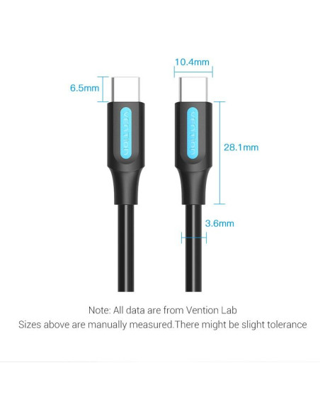 CABLE USB-C TO USB-C/1M BLACK COSBF VENTION