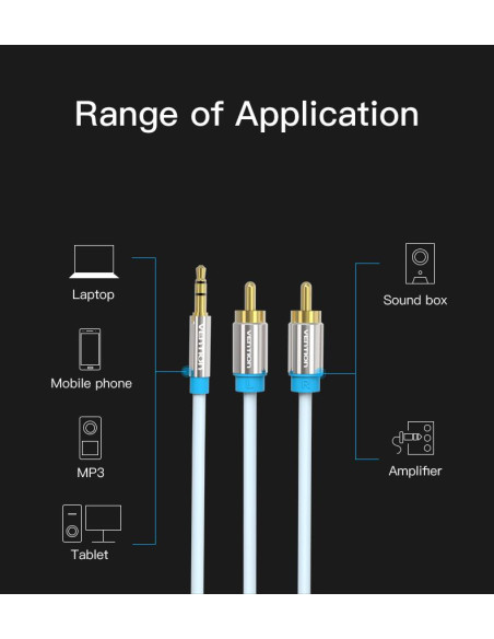 CABLE AUDIO 3.5MM TO 2XRCA/2M BCFBH VENTION