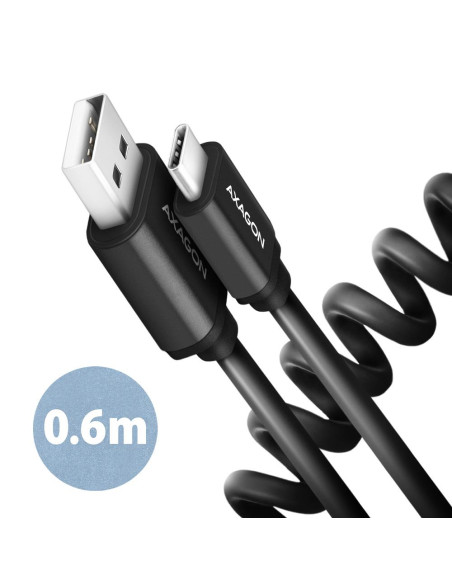 CABLE USB-C TO USB2.0 0.6M/TWISTER BLK BUCM-AM10TB AXAGON