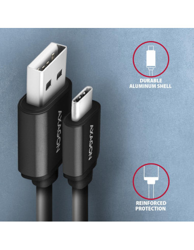 CABLE USB-C TO USB2.0 0.6M/TWISTER BLK BUCM-AM10TB AXAGON