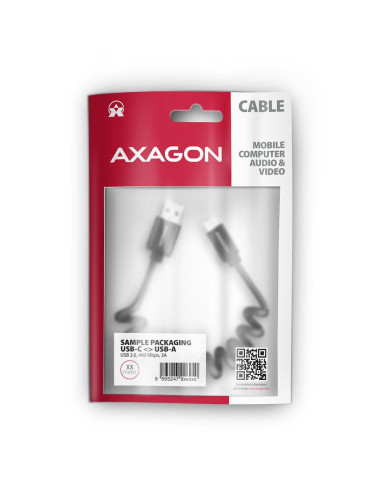 CABLE USB-C TO USB2.0 0.6M/TWISTER BLK BUCM-AM10TB AXAGON