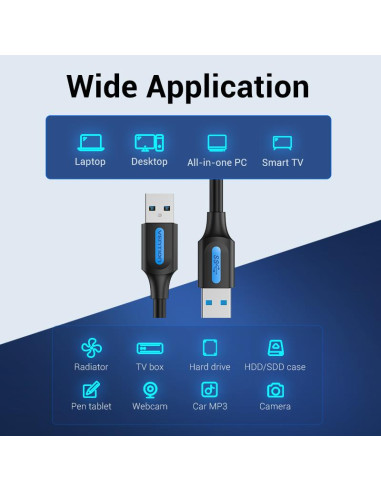 CABLE USB3.0 MALE TO MALE/3M BLACK CONBI VENTION