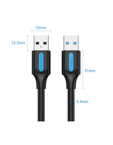 CABLE USB3.0 MALE TO MALE/3M BLACK CONBI VENTION