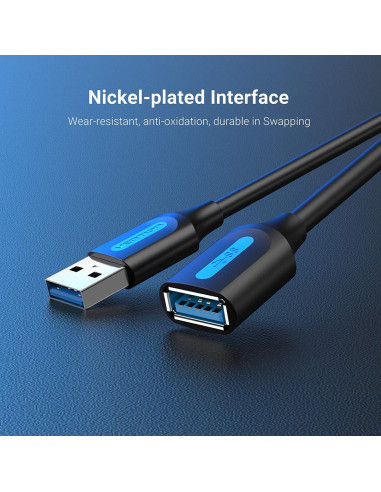 CABLE USB3.0 MALE TO FEMALE/2M BLACK CBHBH VENTION