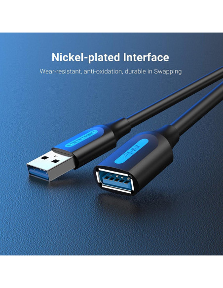 CABLE USB3.0 MALE TO FEMALE/2M BLACK CBHBH VENTION