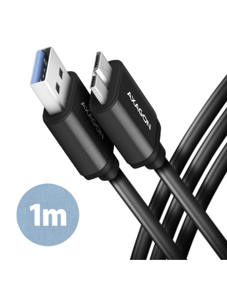 CABLE USB3.2 TO MICRO-B 1M/SPEED BLK BUMM3-AM10AB AXAGON