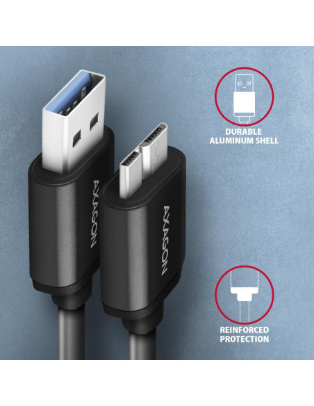 CABLE USB3.2 TO MICRO-B 1M/SPEED BLK BUMM3-AM10AB AXAGON