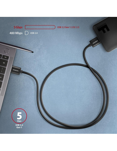 CABLE USB3.2 TO MICRO-B 1M/SPEED BLK BUMM3-AM10AB AXAGON
