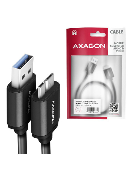 CABLE USB3.2 TO MICRO-B 1M/SPEED BLK BUMM3-AM10AB AXAGON