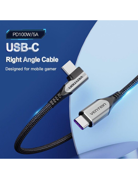 CABLE USB-C TO USB-C R.ANGLE/1M GRAY TAKHF VENTION