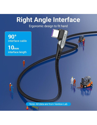 CABLE USB-C TO USB-C R.ANGLE/1M GRAY TAKHF VENTION