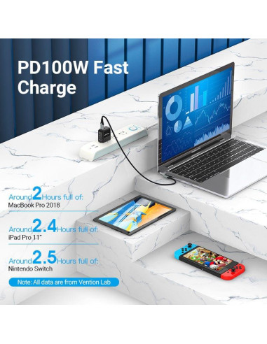 CABLE USB-C TO USB-C R.ANGLE/1M GRAY TAKHF VENTION