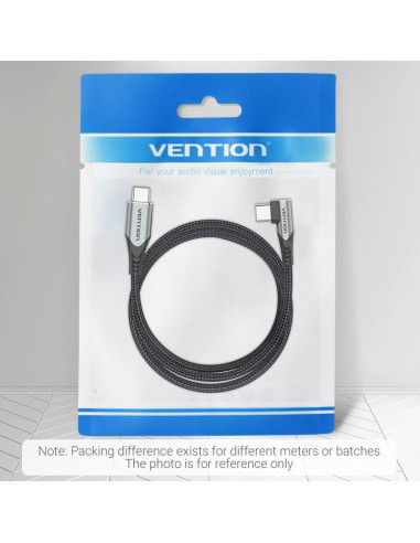 CABLE USB-C TO USB-C R.ANGLE/1M GRAY TAKHF VENTION
