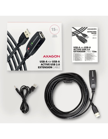 CABLE USB2.0 A-M/A-F ACTIVE/15M ADR-215 AXAGON