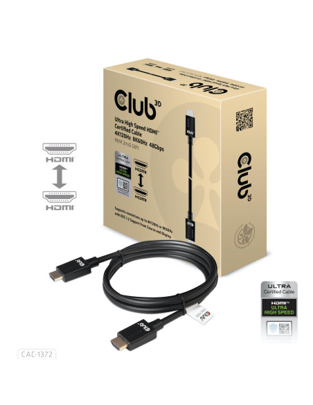 CABLE HDMI TO HDMI 2M/M/M CAC-1372 CLUB3D