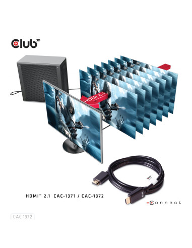 CABLE HDMI TO HDMI 2M/M/M CAC-1372 CLUB3D