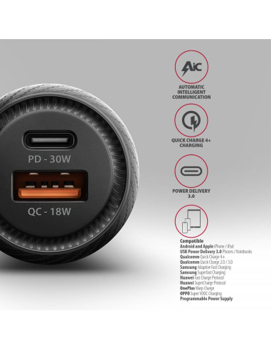 MOBILE CHARGER CAR USB 2PORT/48W PWC-PQ48 AXAGON