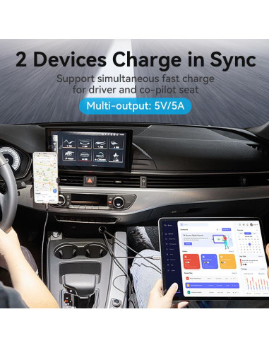 MOBILE CHARGER CAR USB/2P GRAY FFBH0 VENTION