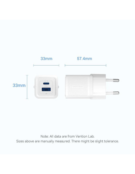 MOBILE CHARGER WALL 30W USB-C/2P BLACK FEQB0-EU VENTION