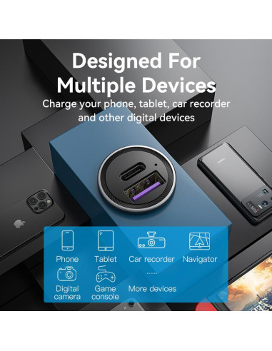 MOBILE CHARGER CAR 30W USB/2P GRAY FFFH0 VENTION