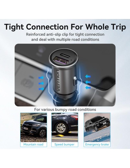 MOBILE CHARGER CAR 30W USB/2P GRAY FFFH0 VENTION