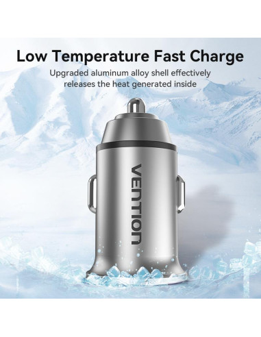MOBILE CHARGER CAR 30W USB/2P GRAY FFFH0 VENTION