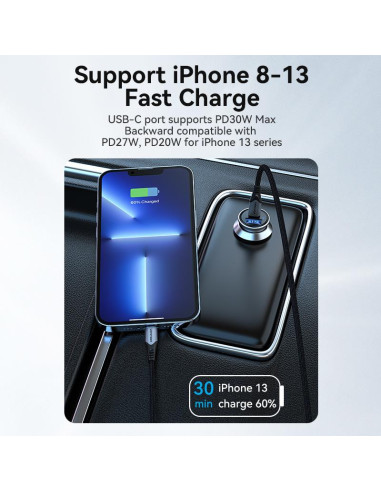 MOBILE CHARGER CAR 30W USB/2P GRAY FFFH0 VENTION