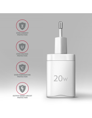 MOBILE CHARGER WALL USB-C 20W/1PORT WHITE ACU-PD20W AXAGON