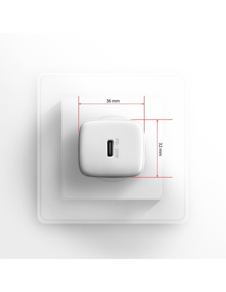 MOBILE CHARGER WALL USB-C 20W/1PORT WHITE ACU-PD20W AXAGON