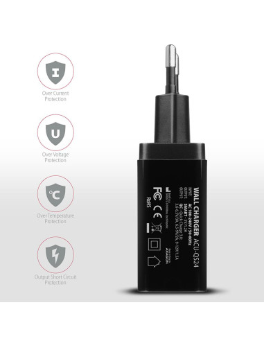 MOBILE CHARGER WALL USB 24W/2PORT ACU-QS24 AXAGON