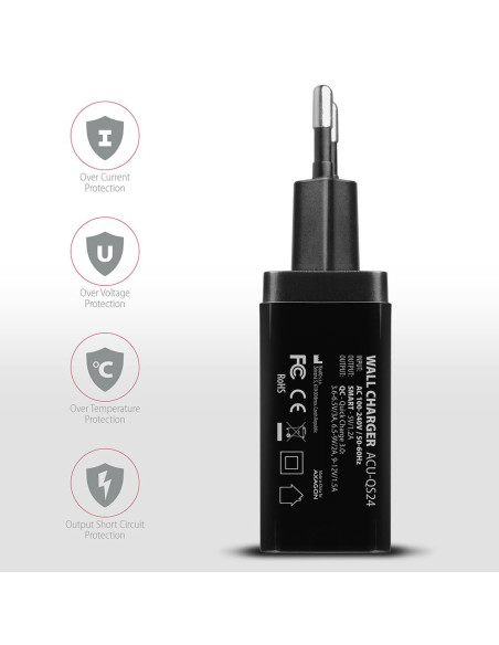 MOBILE CHARGER WALL USB 24W/2PORT ACU-QS24 AXAGON